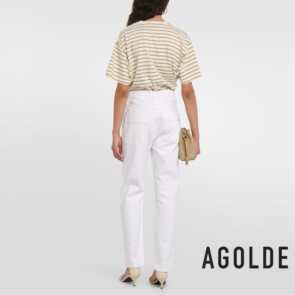 AGOLDE **NWT** Cooper High-Rise Denim Cargo Pants in Milkshake White - Picture 3 of 13